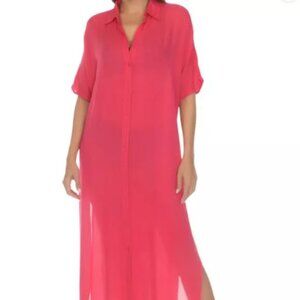 Raviya Womens Button-Down Maxi Dress Raspberry  L